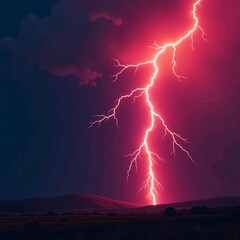 Crimson lightning bolts, fleeting fiery echoes reflected , ephemeral, flash, image