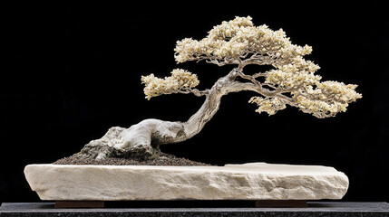 Fototapeta premium traditional bonsai tree showcases intricate details and artistry, symbolizing tranquility and nature beauty