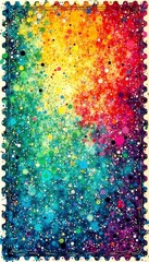 Hand-painted stamp design, vibrant colors, textured effect , bold, pattern, bright