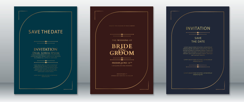 Elegant Wedding Invitation Set – Minimal Gold Line Design