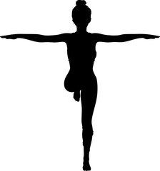 Silhouette of a girl practicing yoga, embodying grace and mindfulness. Ideal for wellness designs, the image symbolizes inner peace and harmony, promoting relaxation and well-being. 