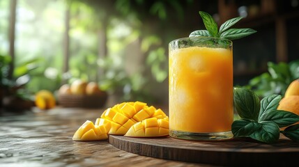 Fresh Mango Juice with Tropical Drink.
