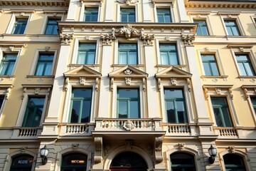 Fototapeta premium Elegant Viennese building facade, ornate details, Hapsburg, building