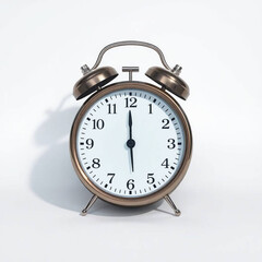 Classic Analog Alarm Clock on Pure White Background - High-Resolution Product Photography


