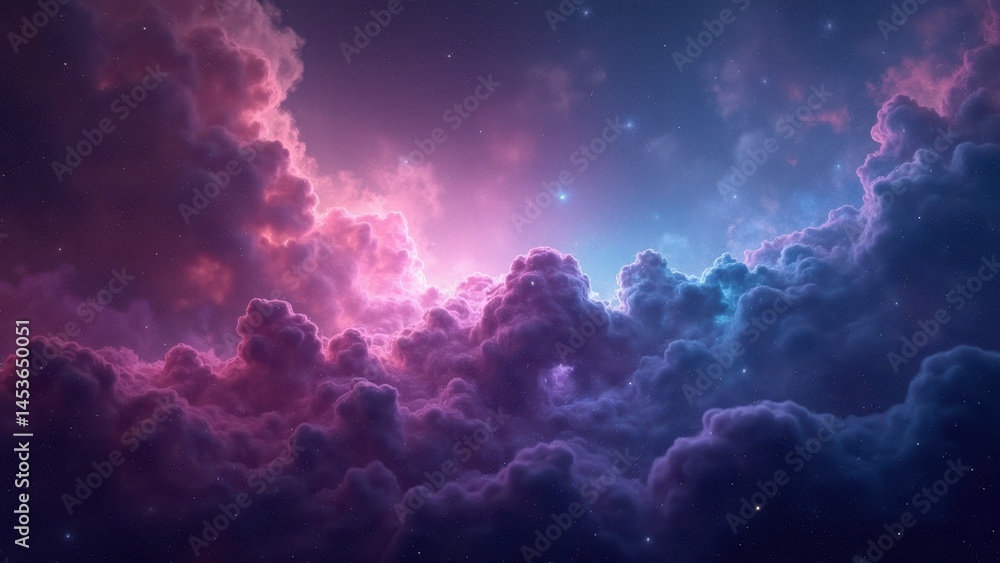 Poster vibrant nebula clouds in cosmic space with stunning texture and depth