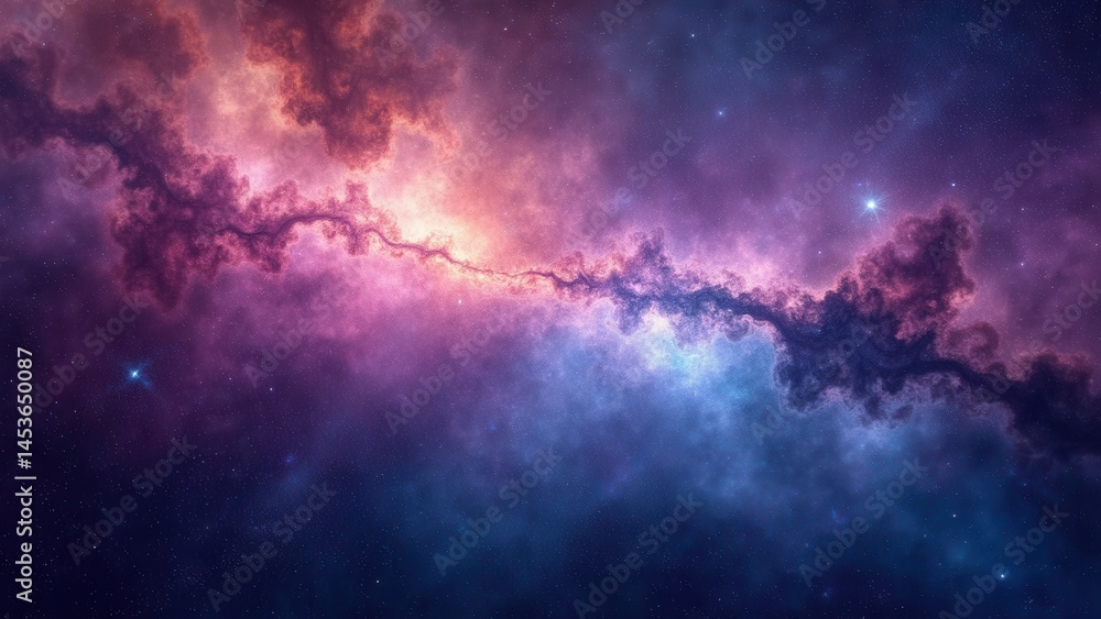 Poster majestic nebula in space with colorful stellar texture and depth