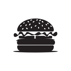  a silhouette burger with white background  with vector design