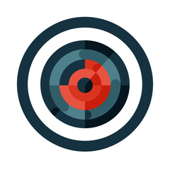 Target icon with colorful puzzle pieces in red, blue, and gray for goal achievement concept