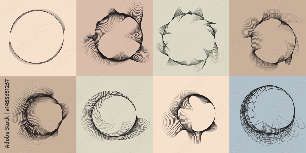 Fototapete lines in circle form . rotate rounded shape vector illustration .rotating circles form a ring.rotati