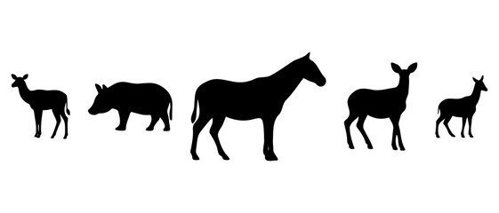 Wild Animal Silhouette Black Filled - Vector Illustration Icon.