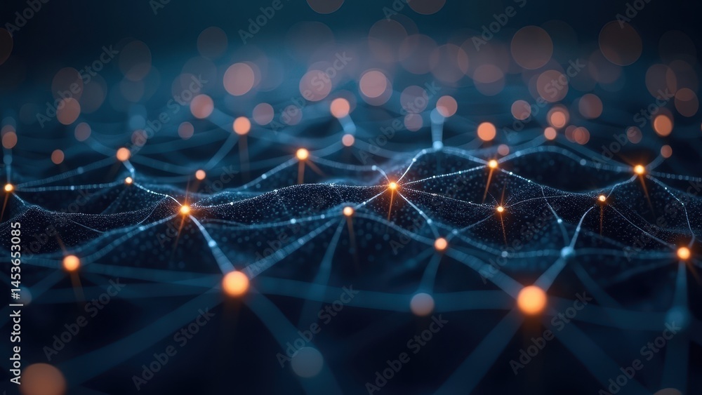 Poster abstract neural network texture with glowing light effects
