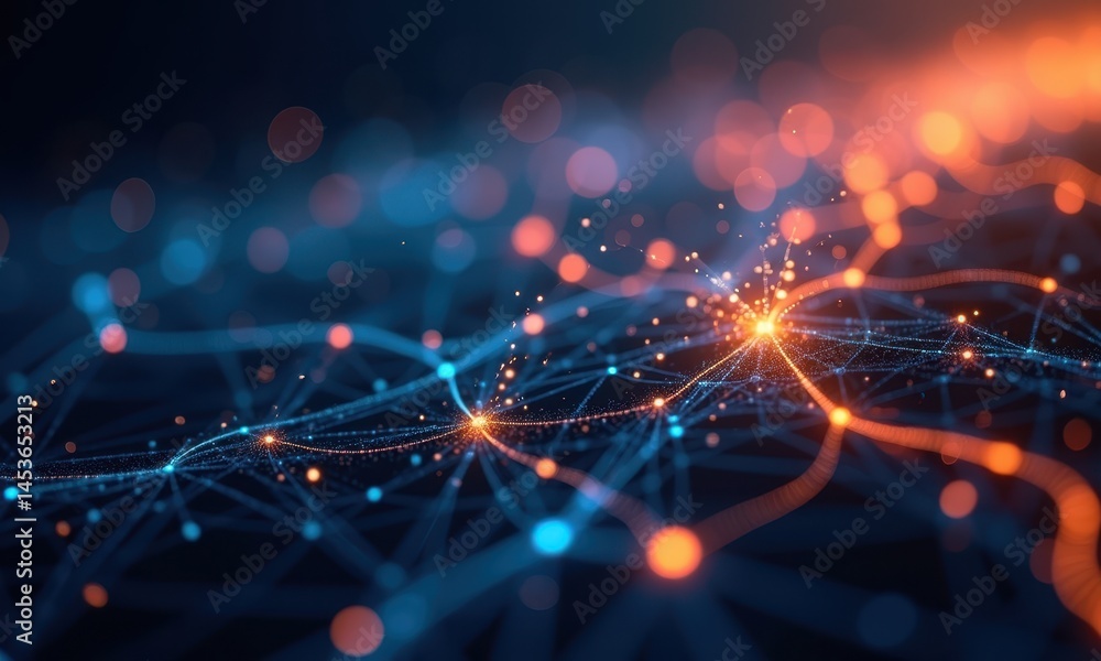 Poster abstract energy flow pattern in dynamic digital background