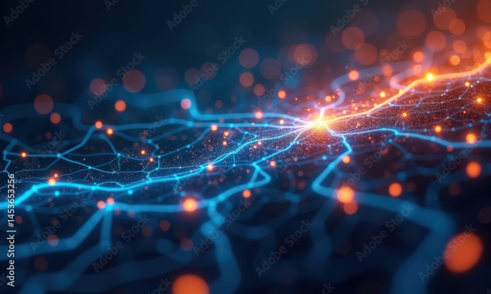 Poster abstract energy flow pattern with dynamic light and color effects