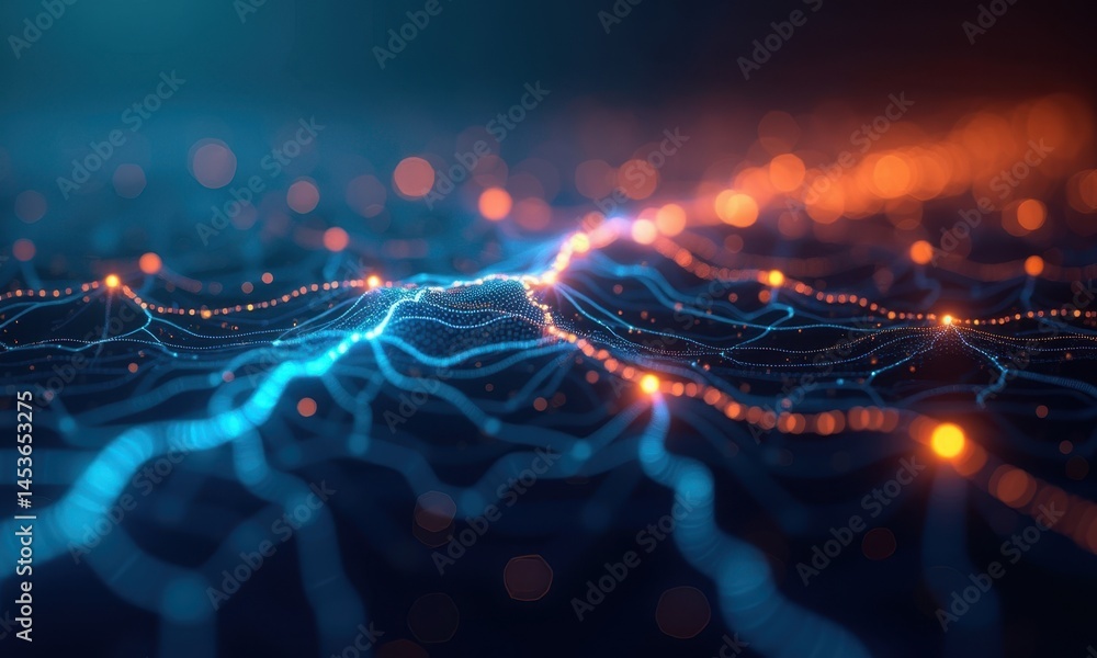Poster abstract energy flow concept with dynamic light patterns