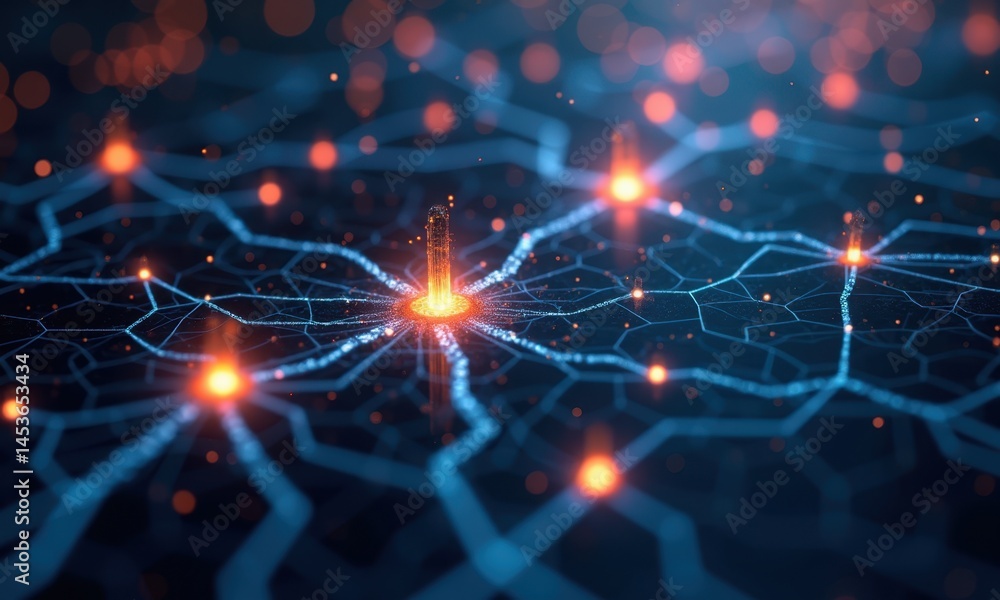 Poster abstract digital visualization of energy flow and connection patterns