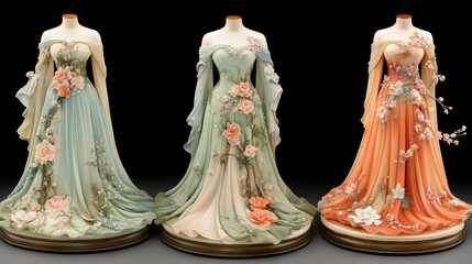 Exquisite floral gowns on display