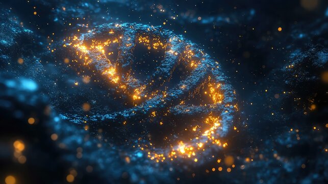 Glowing DNA Particle Wave.