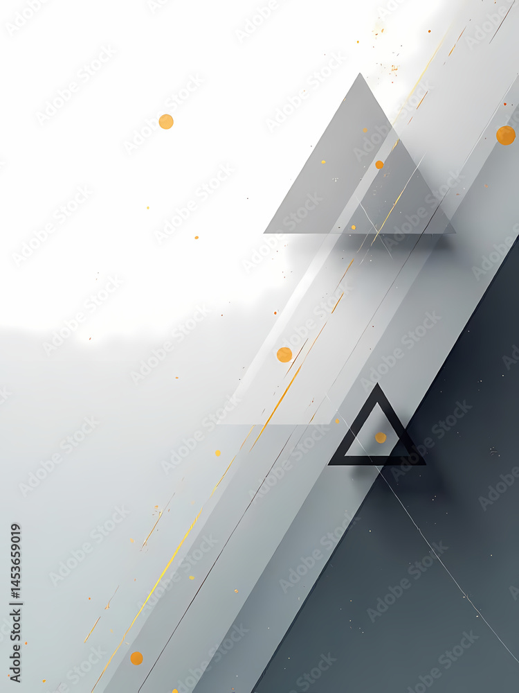 Poster elegant geometric abstract art featuring overlapping triangles and a gradient design.