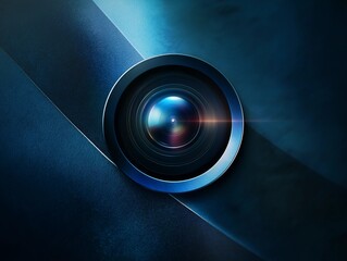 Modern Photography Logo for Focal Point with Metallic Blue Camera Lens Reflections