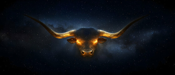Fototapeta premium Cosmic Bull Head In Dark Space