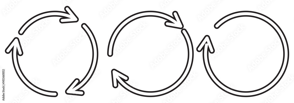 Poster arrow circle icon. round arrow sign. line arrow cycle elements