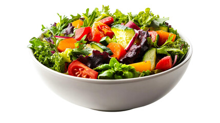 Fresh vegetable salad in white bowl, cut out transparent