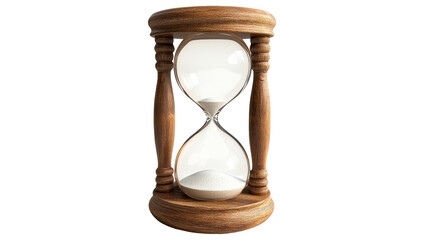 Fototapeta na wymiar Classic wooden sand timer with pouring grains, cut out transparent