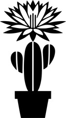 Minimalist vector drawing of a cactus flower, bold clean lines, simple shapes with no complex details