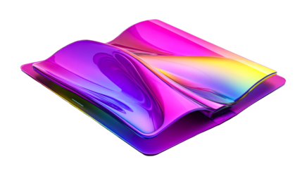 Iridescent Flowing Abstract Shape with Curves and Gradients, cut out transparent