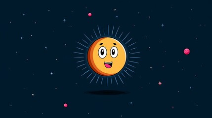 Fototapeta premium Joyful Sun in Space: A Cartoon Celestial Adventure