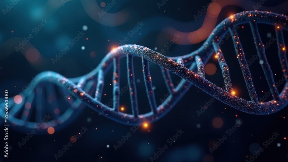 Aufkleber abstract representation of dna structure with bioluminescent texture