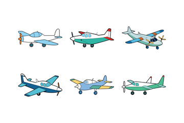 Light Twin Aircraft Cartoon on White Background