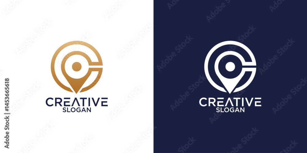Fototapete initial c pin location abstract monogram logo vector design