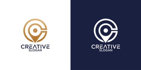 initial c pin location abstract monogram logo vector design