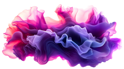 Flowing shape with gradient shades, pink, purple, violet, cut out transparent
