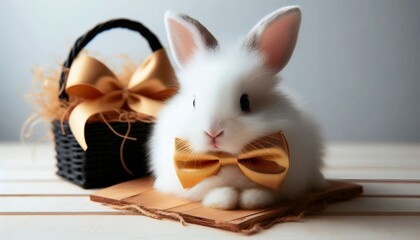 Obraz premium Lapin en tenue de soirée avec nœud papillon