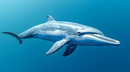 Obraz premium Digital Illustration Of Dolphin Swimming In Blue Ocean Water