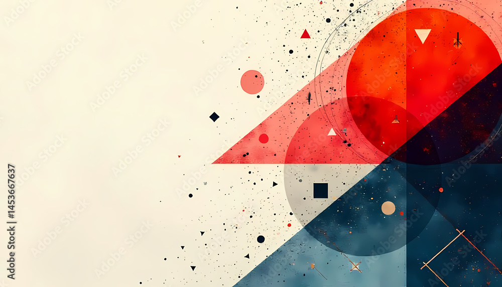 Poster geometric shapes and colors create a modern abstract composition with texture and visual interest.