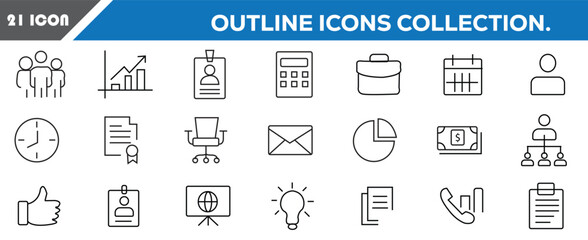 Line Icons Editable Stroke. Vector set of linear icons related to business process, team work and human resource management. web design collection logo vector illustration