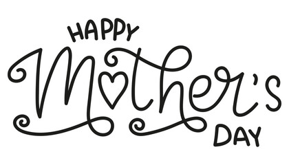 Happy Mother's Day decorative text design with heart accents. mother's day concept
