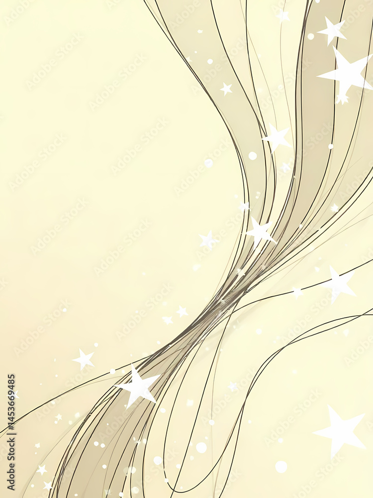 Poster a flowing abstract design with elegant lines and stars creating a modern and decorative backdrop.