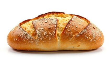 Artisan bread, crusty loaf, isolated on white , white background, still life