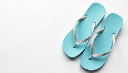 Close-up view of a single flip-flop against a pure white backdrop , studio, rubber, view