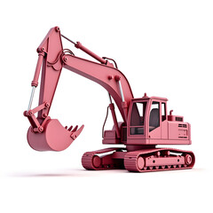 3D Render of a Pink Excavator Machine