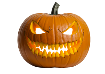Spooky Halloween Jackolantern Pumpkin Carving Design  October 31st Decoration on transparent background