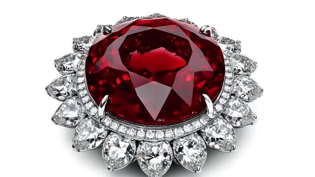 Radiant ruby gemstone ring encircled by shimmering diamonds, exquisite jewelry design