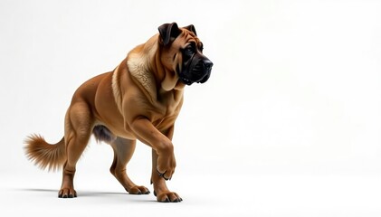 Obraz premium Majestic mastiff, powerful stance, white background, white, faithful, portrait