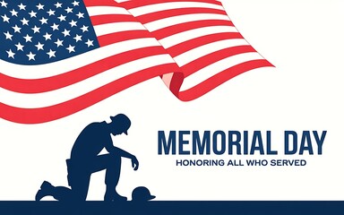 Memorial Day Remembrance Soldier Silhouette with American Flag
