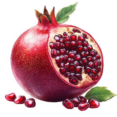 Pomegranate isolated on white or transparent png pomegranate fruit png fresh fruit png transparent background image