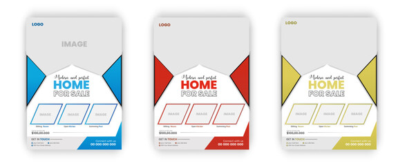 Real Estate home Flyer Design bundle, property sale social media post set template, flyer design for rent. house square template